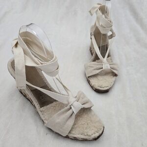 UGG Australia Wedge Gladiator Sandals Sz 10 Beige Espadrilles‎ Open Toe Coastal